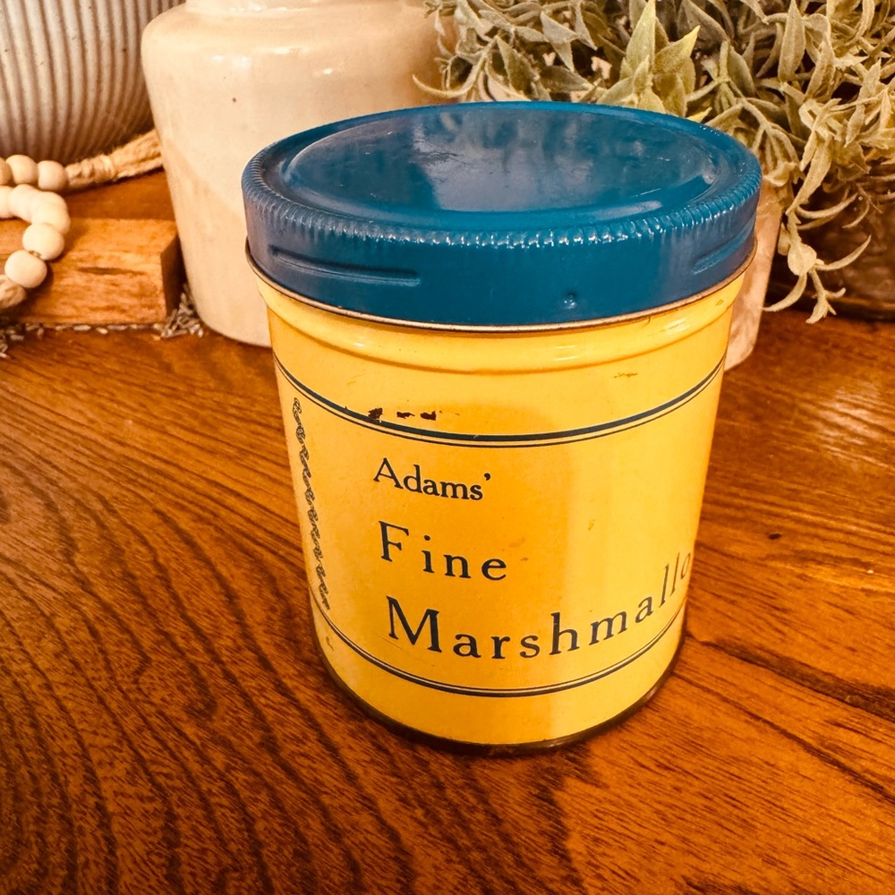 VTG Pop Out Snake in a Can “Adams' Fine Marshmallows” Tin Container & 30” Snake